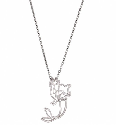 White Gold Plated Little Mermaid Ariel Outline Necklace