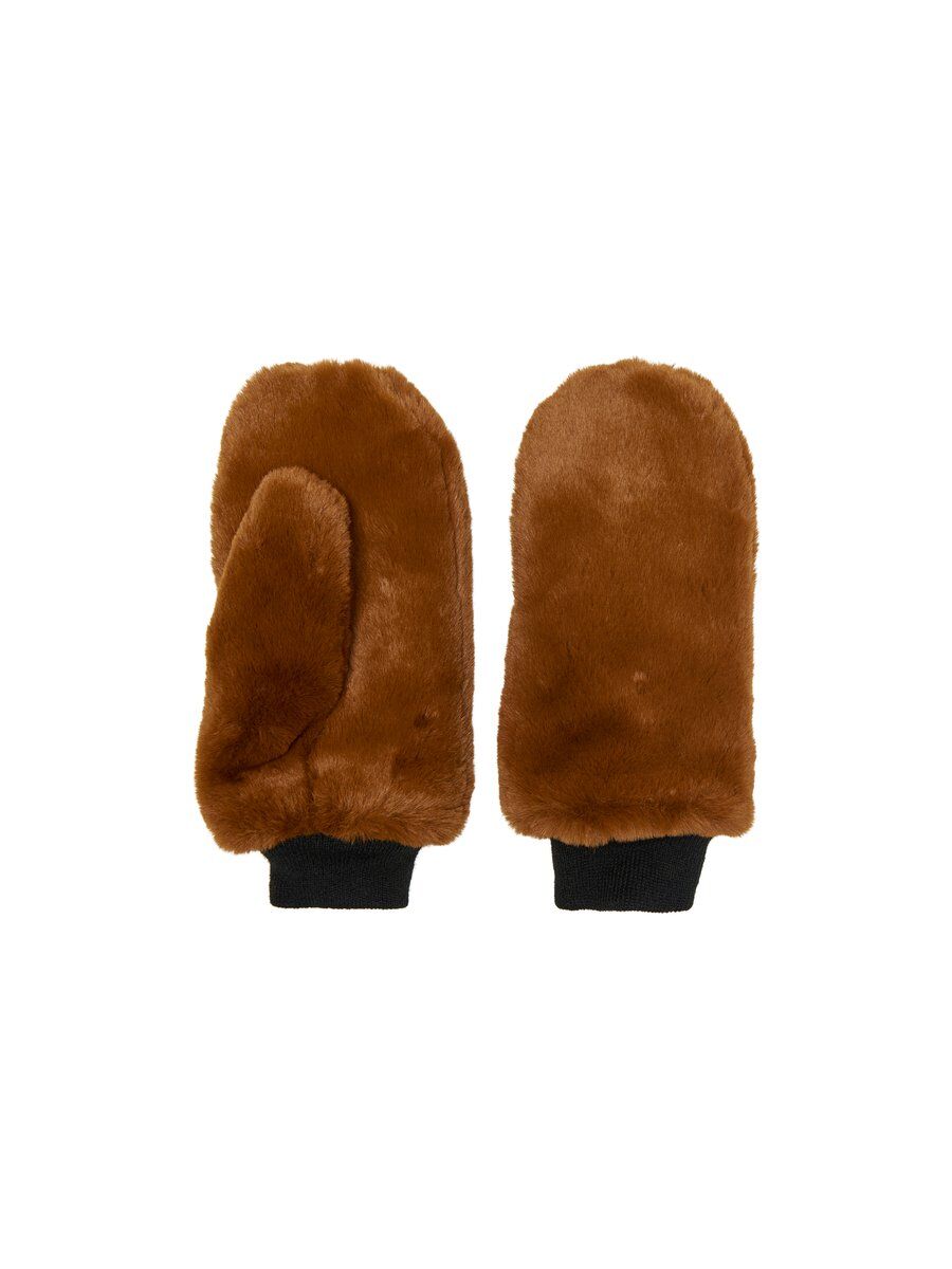 ONLY Fuskpälssydda Vantar - Kvinna - Brun - Storlek ONE SIZE