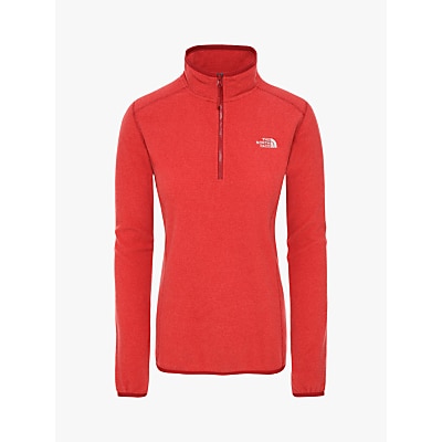 The North Face 100 Glacier 1/4 Zip Women's Fleece Jacket, Cardinal Red/Juicy Red Stripe