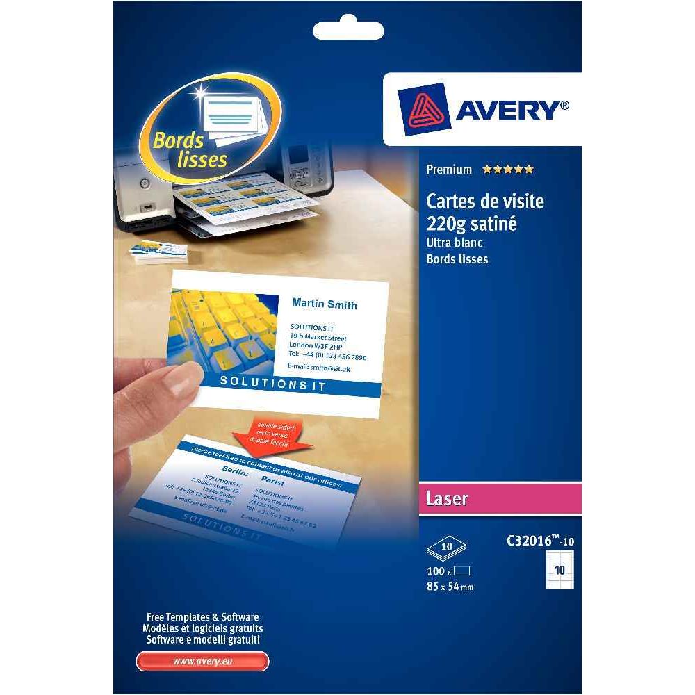 Avery-Zweckform Avery Business Cards 85mm x 54mm InkJet Prints on Both Sides 200 Cards/25 Sheets