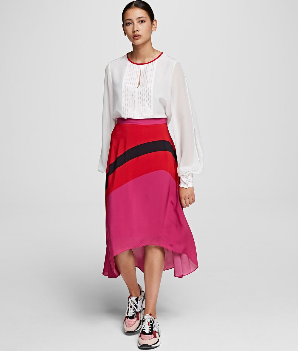 Karl Lagerfeld Donna Gonna Color-block Red/fuchsia 100% Viscosa, Taglia: 38