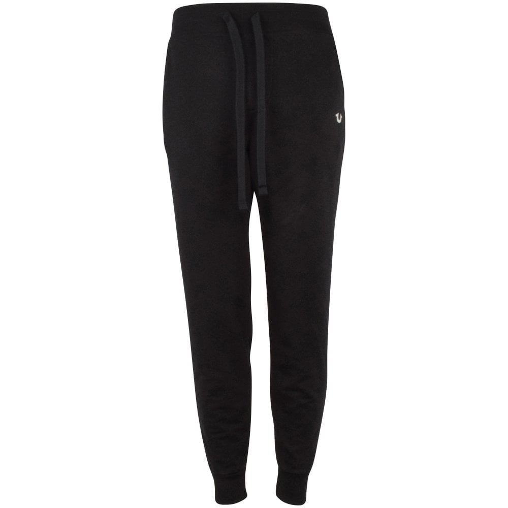TRUE RELIGION Men's Black Reflective Logo Jogging Bottoms | Black | XL