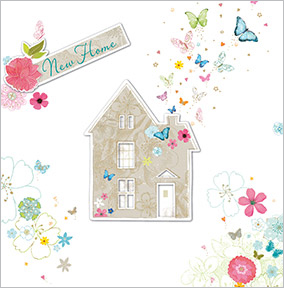 Butterfly House New Home Card - Large Square - By Funky Pigeon