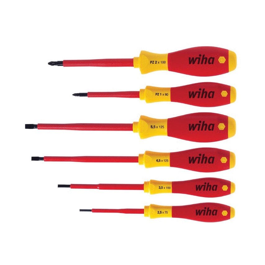WIHA - SOFTFINISH ELECTRIC SLEUFKOP + POZIDRIV-SCHROEVENDRAAIERSET- 6-DELIG