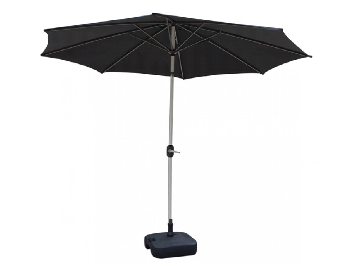 Market Parasol And Plastic Base in Black