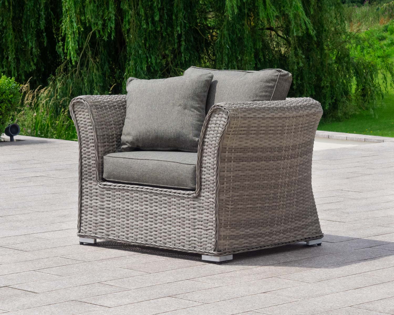 Rattan Garden Armchair in Grey - Lisbon