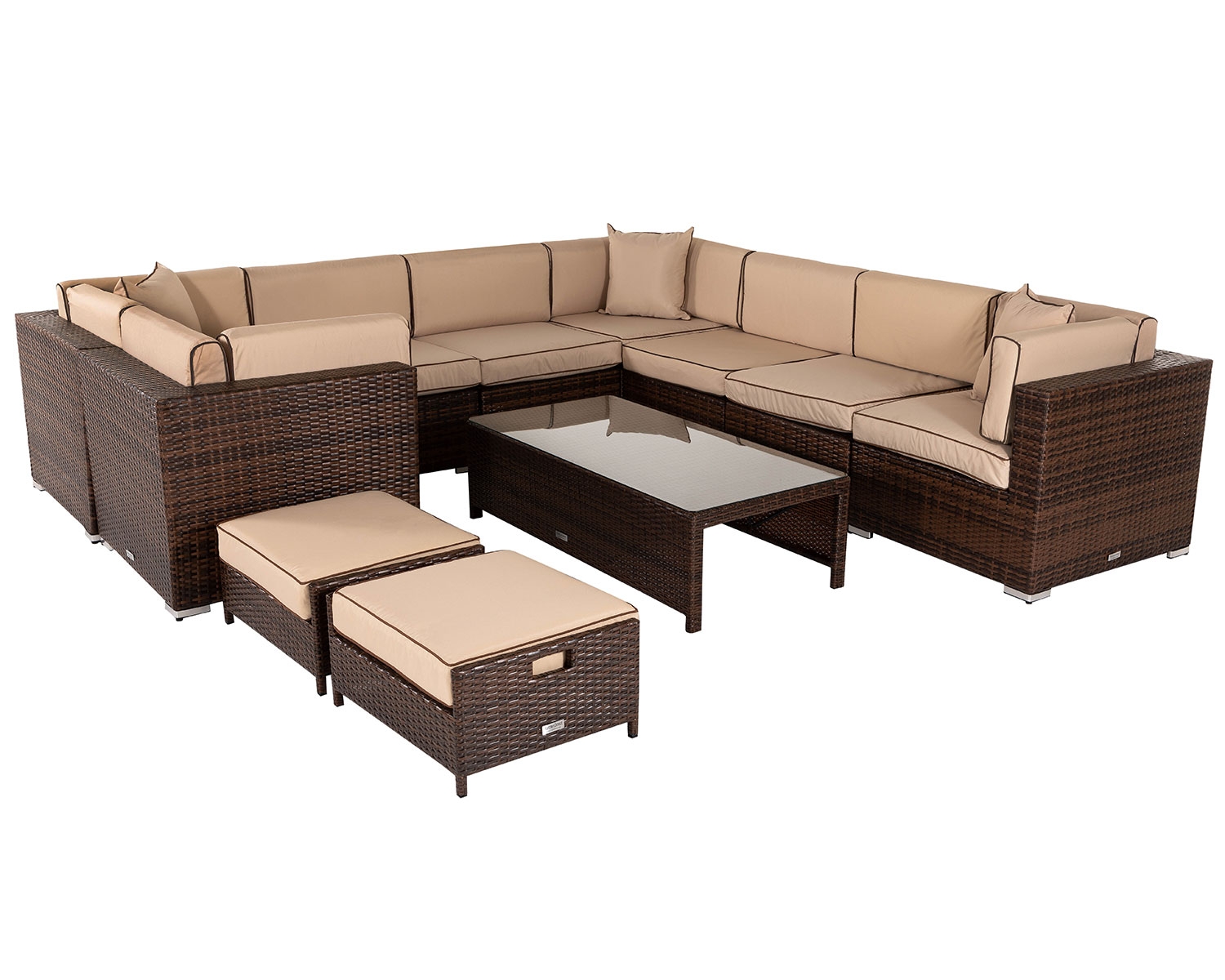 Rattan Garden Corner Sofa Set in Brown - Geneva