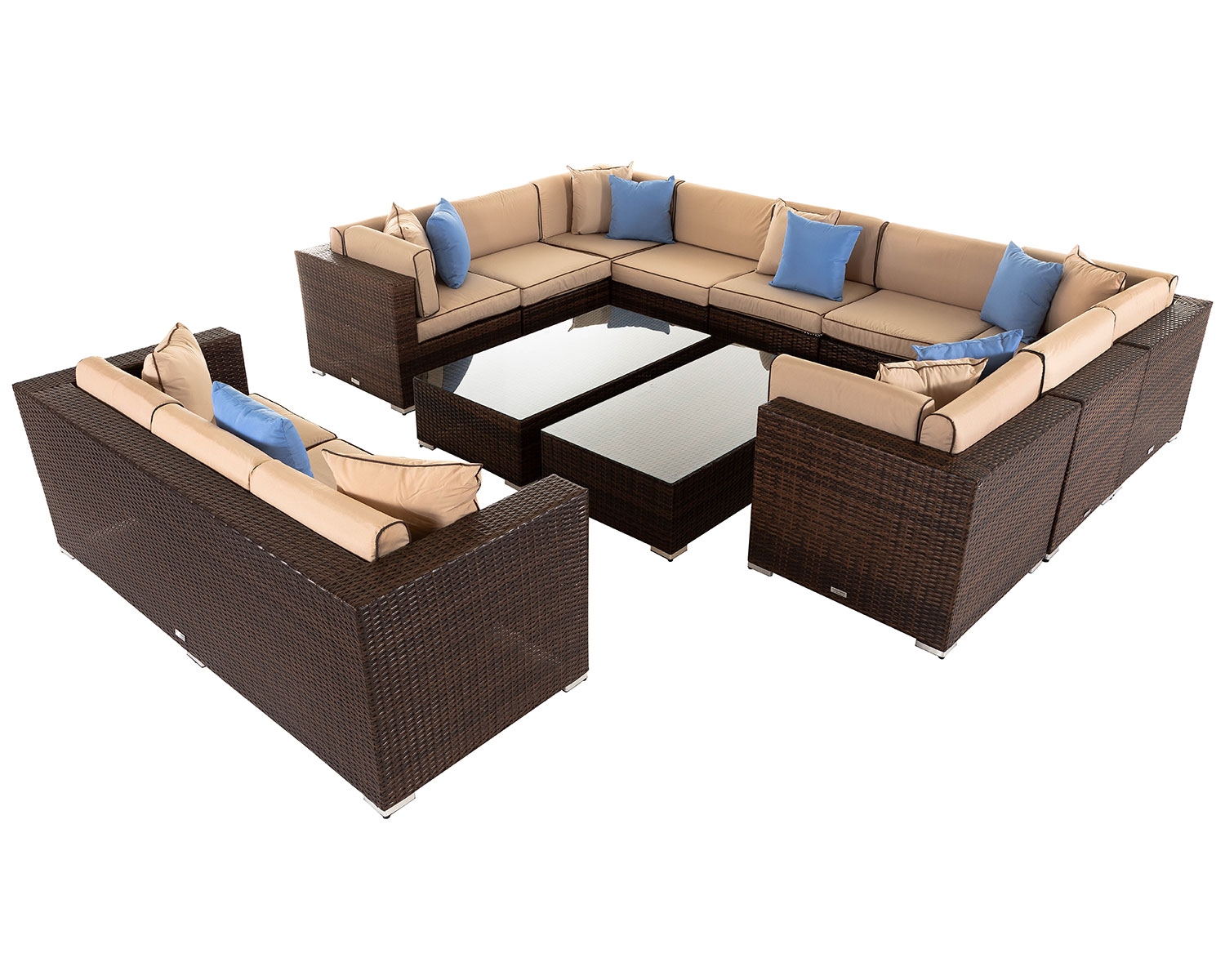 Rattan Garden Corner Sofa Set in Brown - Geneva