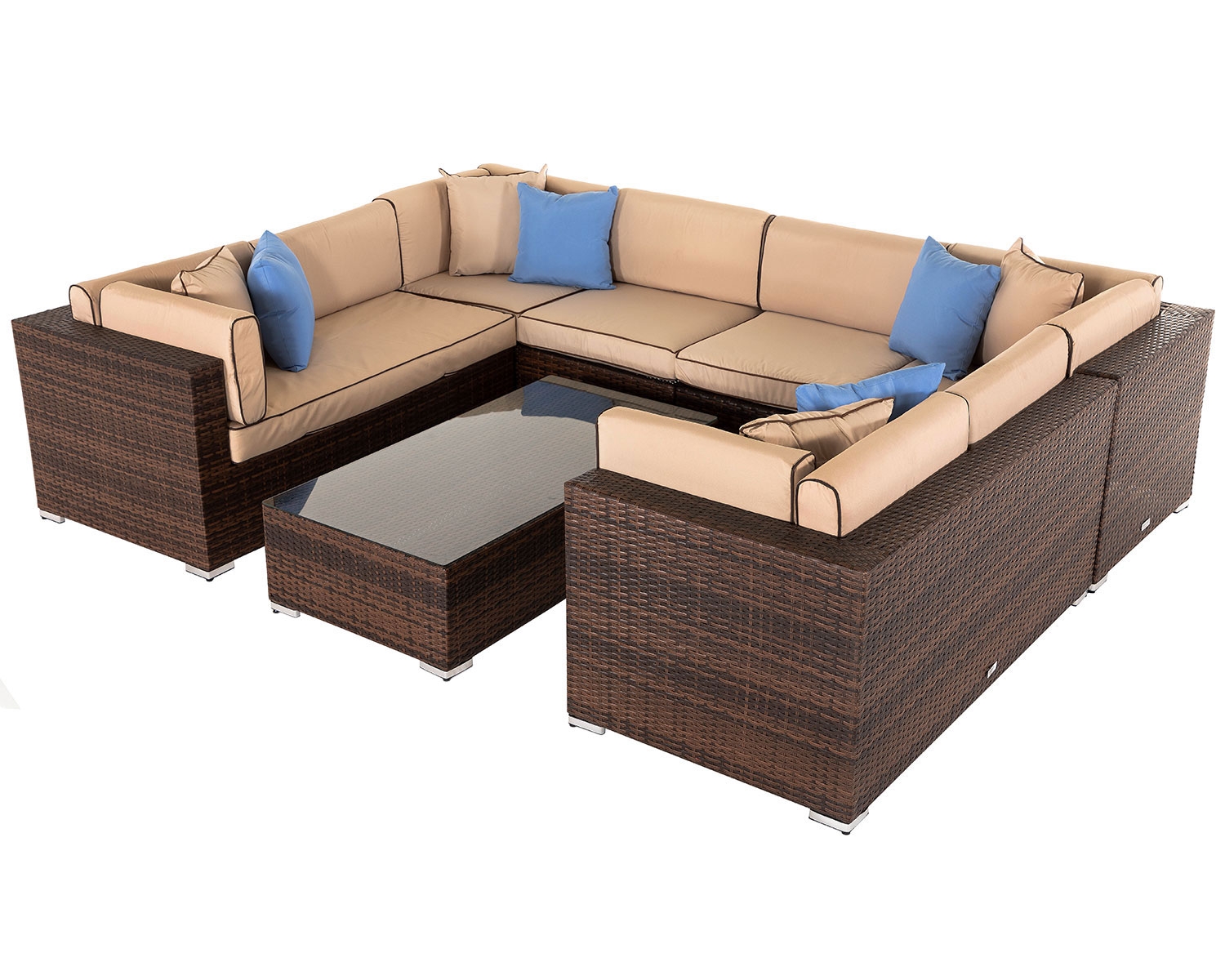 Rattan Garden Corner Sofa Set in Brown - Geneva