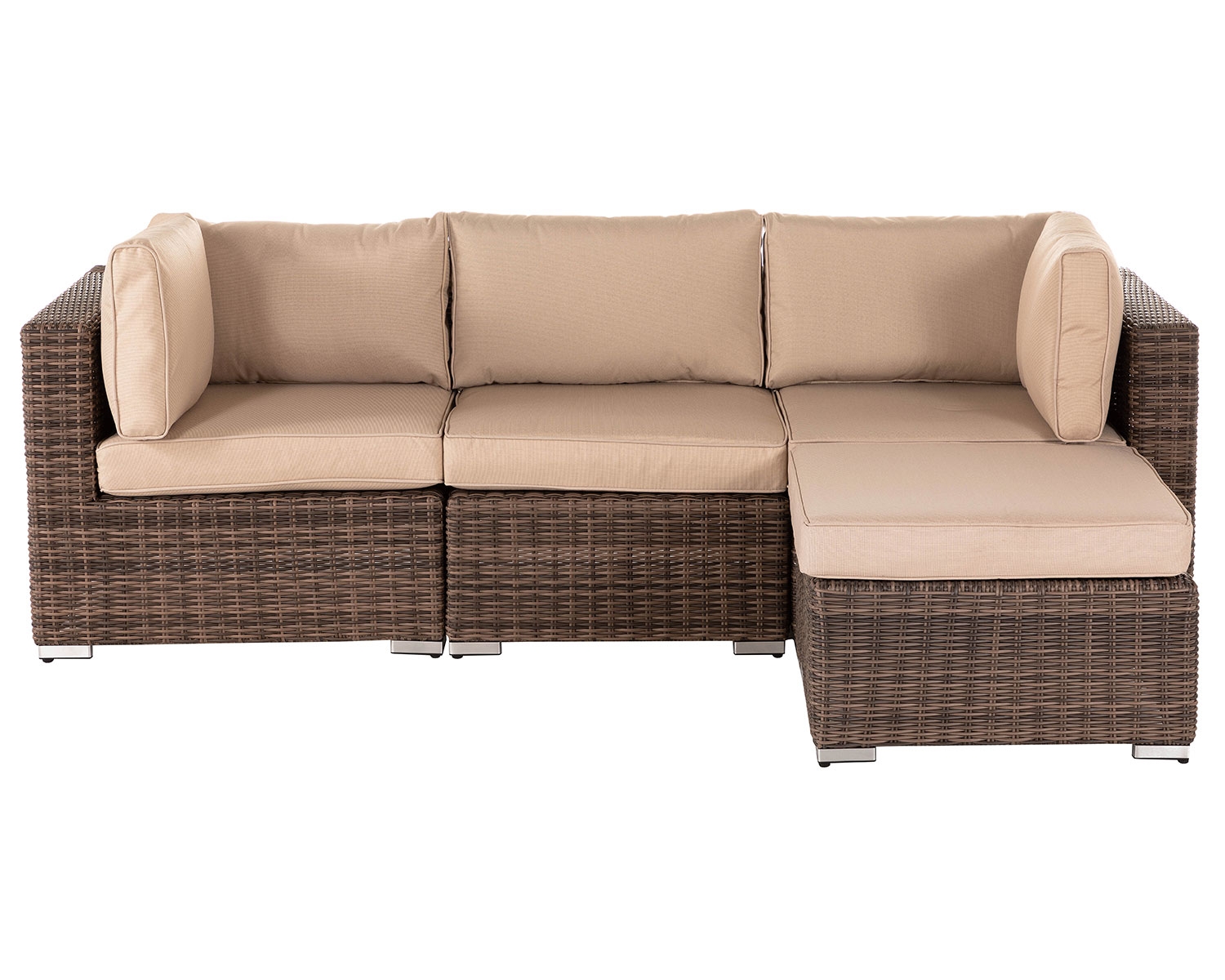 Rattan Garden Corner Sofa Set in Truffle Brown &amp; Champagne - 4 Piece - Florida