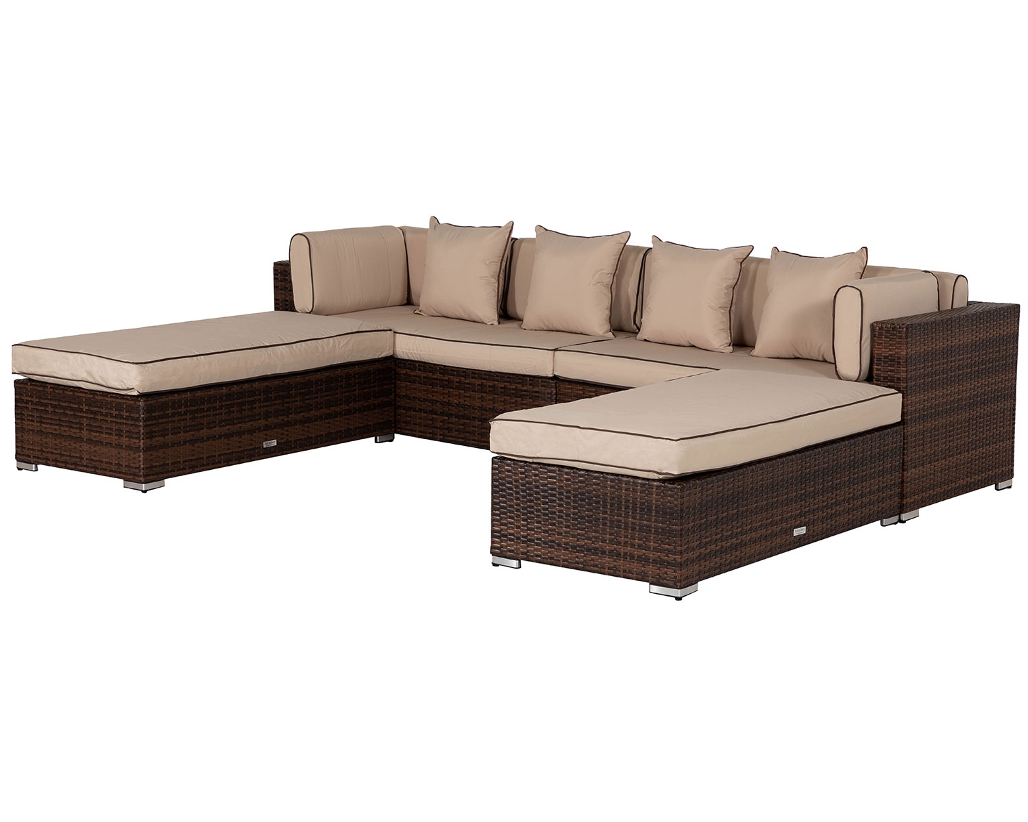 Rattan Garden Day Bed Sofa Set in Brown - Monaco