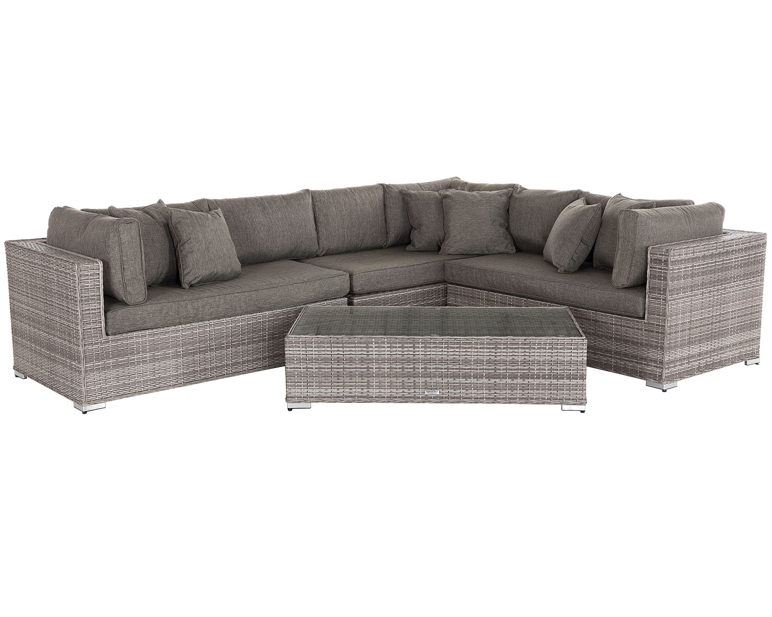 Rattan Garden Lefthand Corner Sofa Set in Grey - Monaco