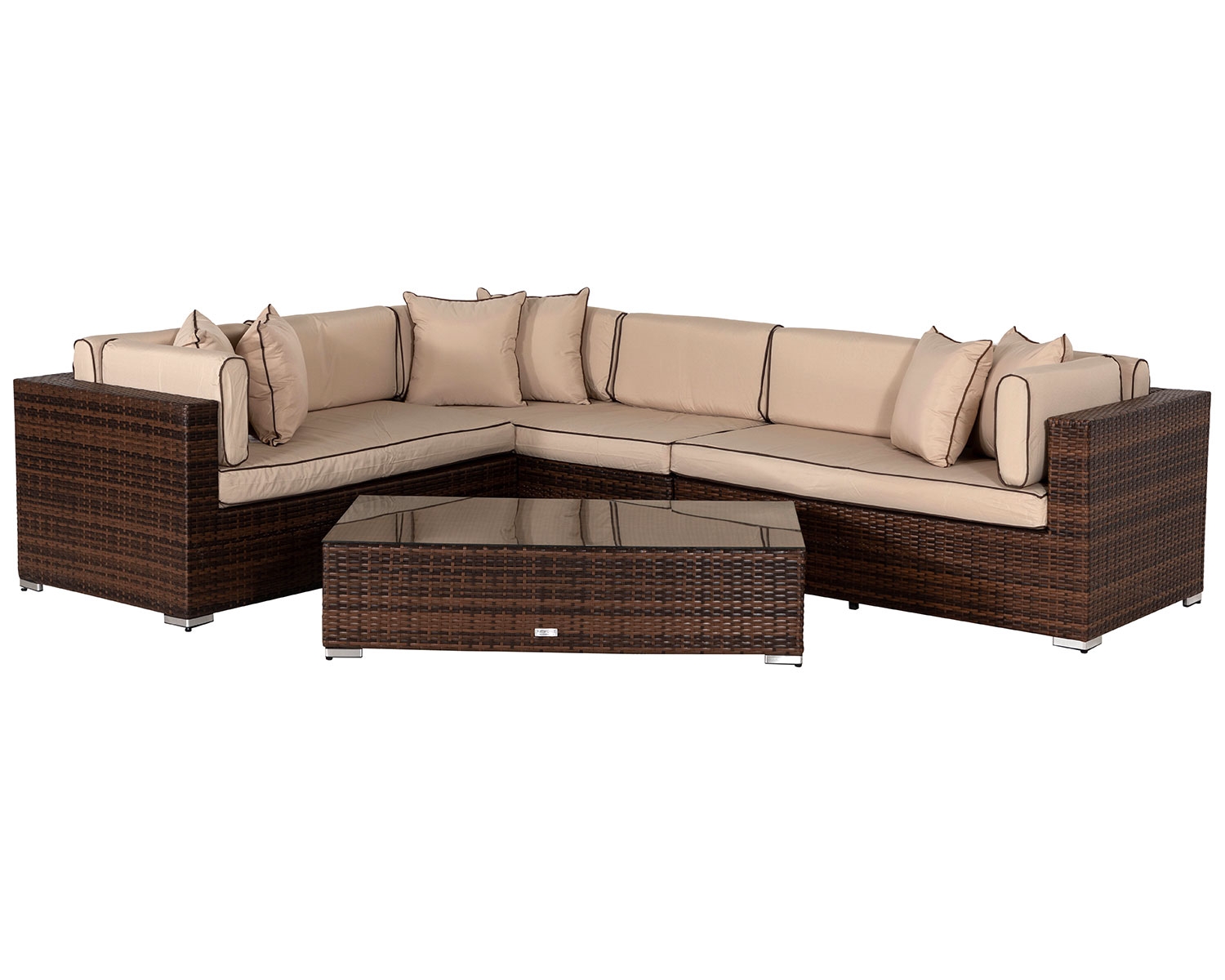 Rattan Garden Righthand Corner Sofa Set in Brown - Monaco
