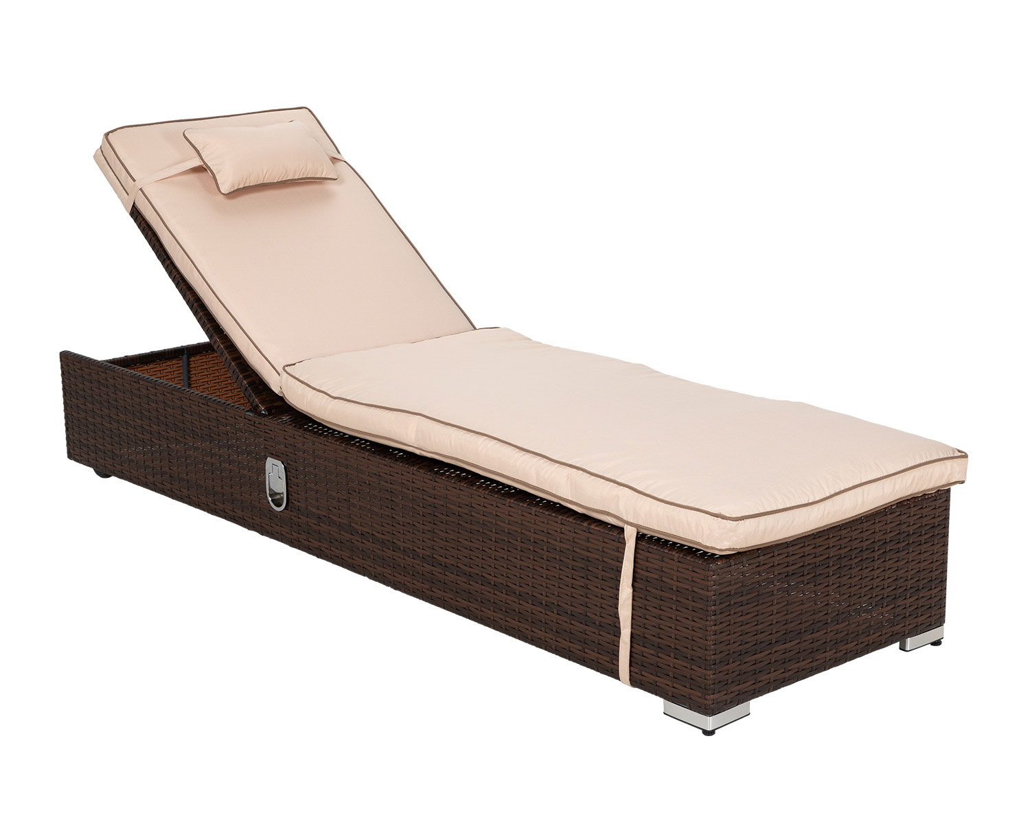 Rattan Garden Sun Lounger in Brown - Miami