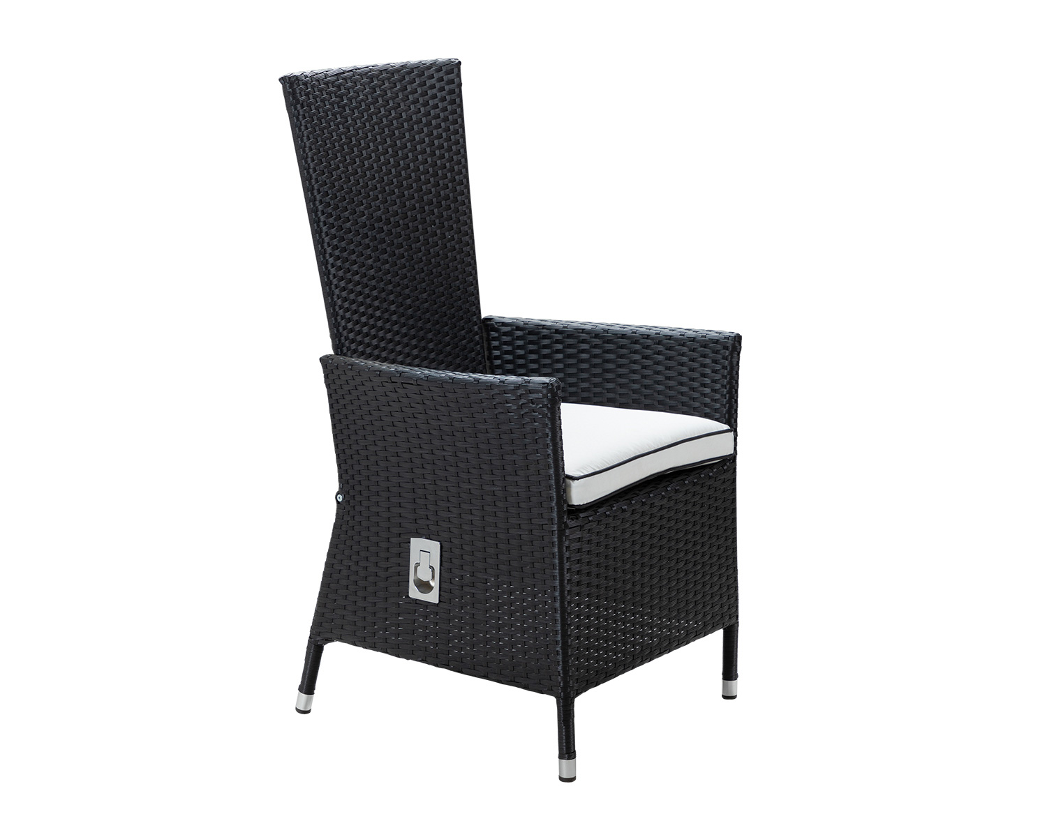Reclining Rattan Garden Chair in Black &amp; White - Cambridge