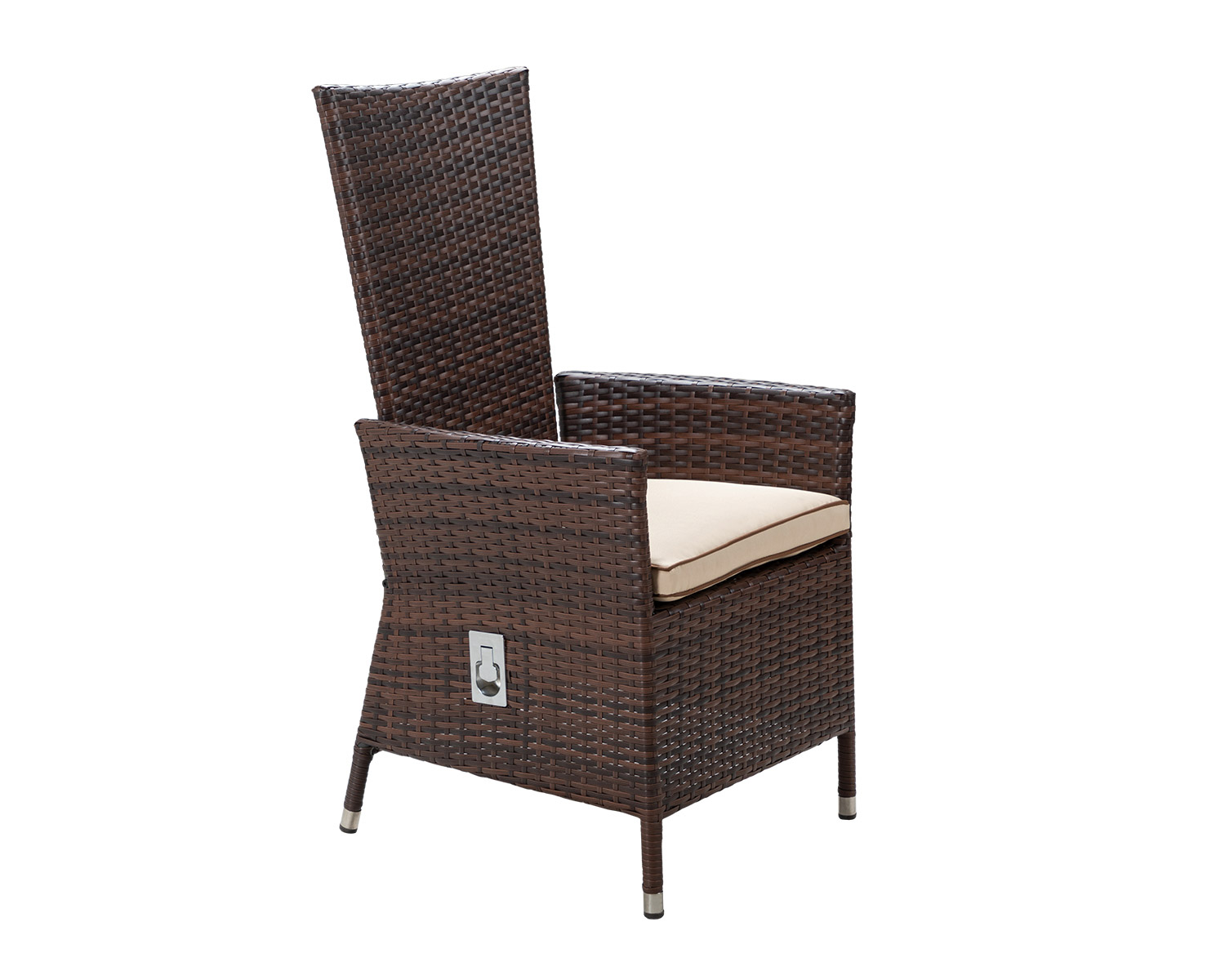 Reclining Rattan Garden Chair in Brown - Cambridge