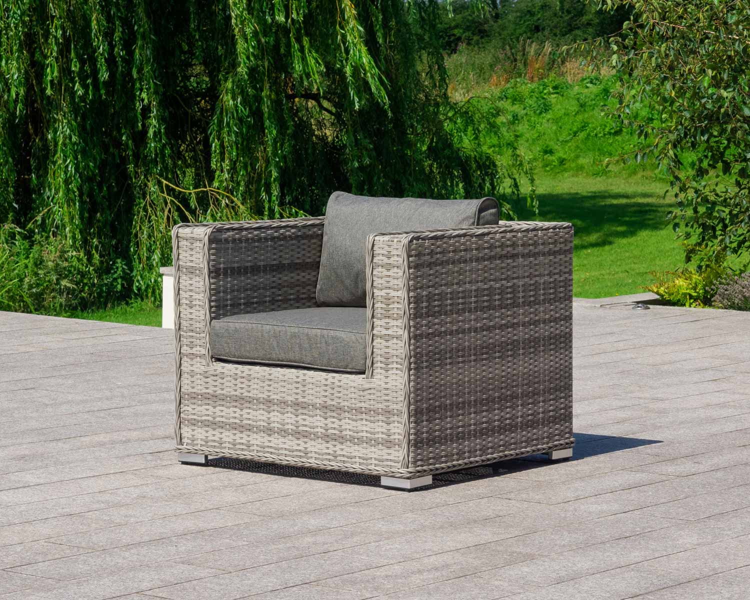 Rattan Garden Armchair in Grey - Ascot