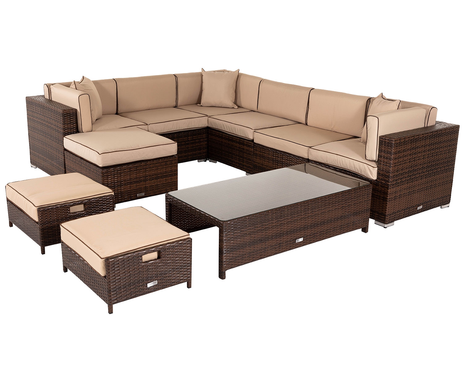 Rattan Garden Corner Sofa Set in Brown - Geneva