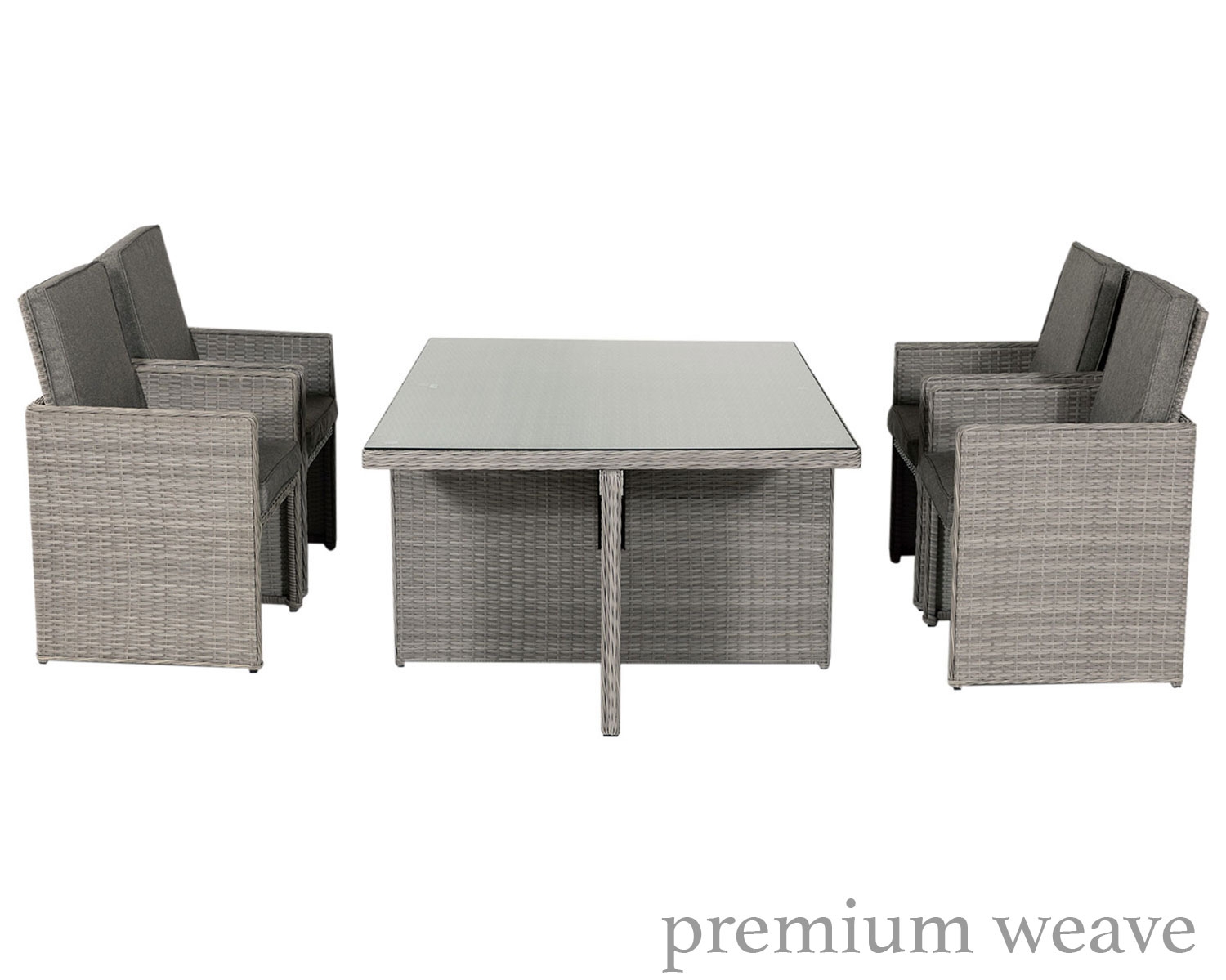 4 Seat Rattan Garden Cube Set in Grey - Barcelona