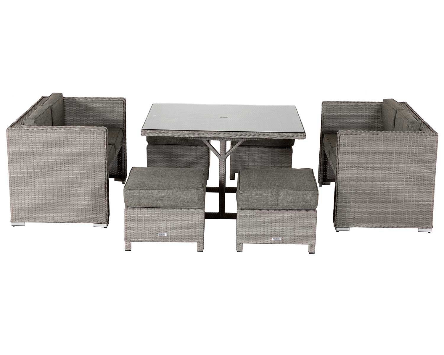 Rattan Garden Sofa Cube Set in Grey - Barcelona