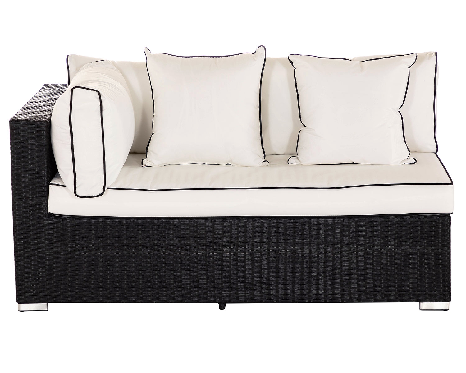 Rectangular Right As You Sit Rattan Garden Sofa in Black &amp; White - Monaco