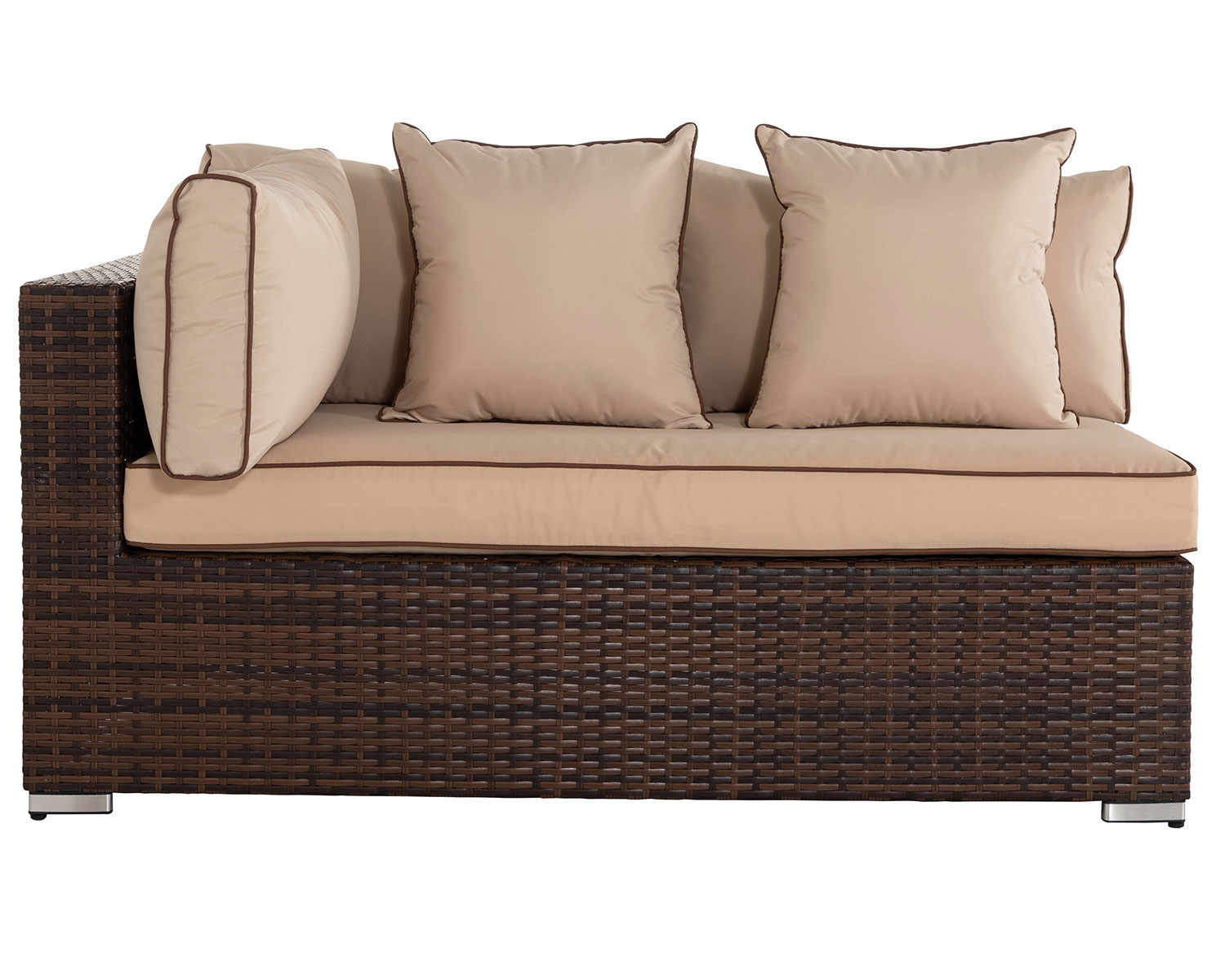 Rectangular Right As You Sit Rattan Garden Sofa in Brown - Monaco