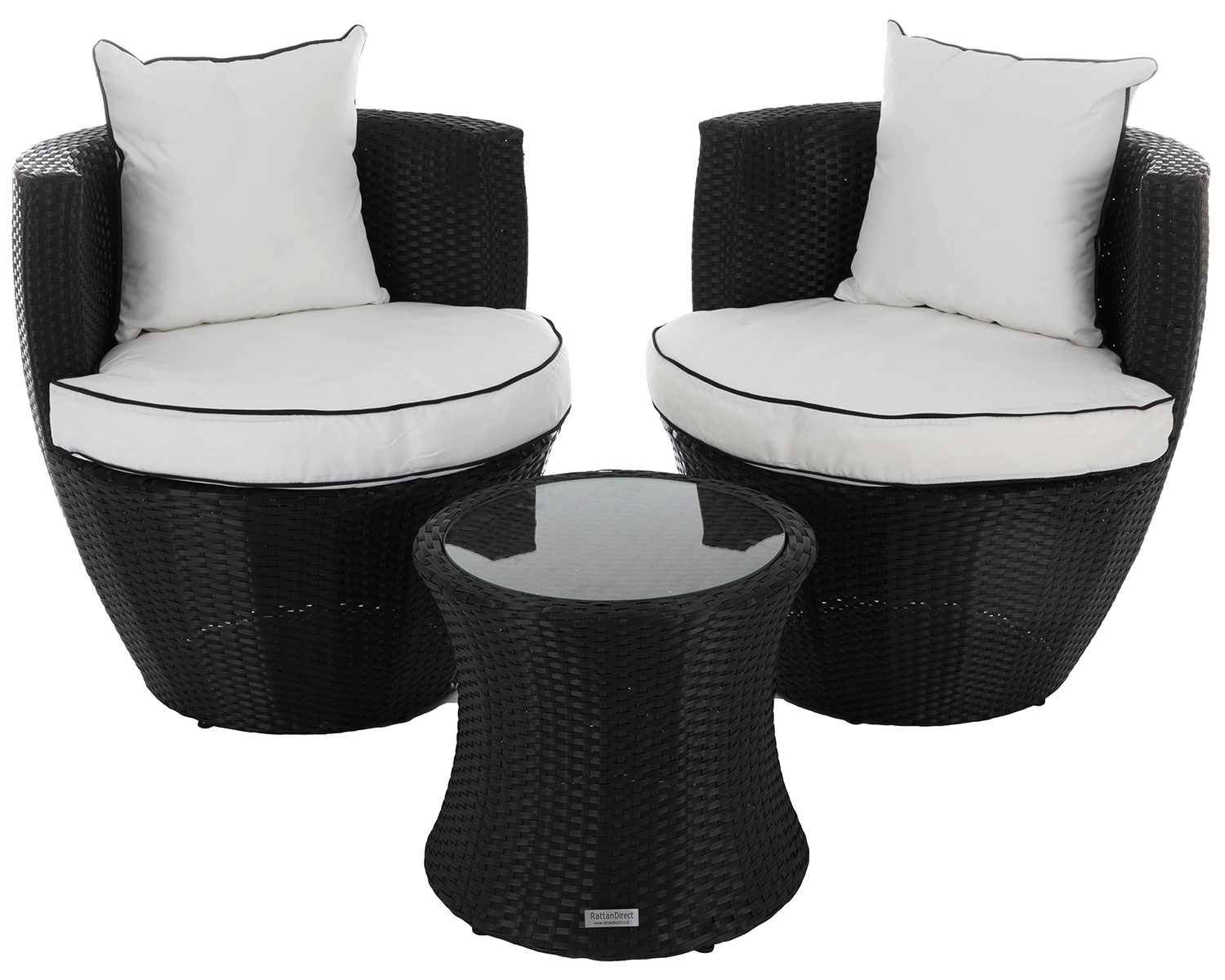 Rattan Garden Vase Set in Black &amp; White - Orlando