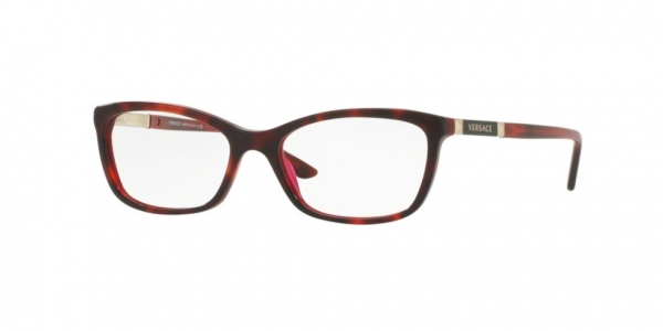 Versace VE3186 5185 Havana-Bordeaux Rectangle Glasses in Dark Tortoise