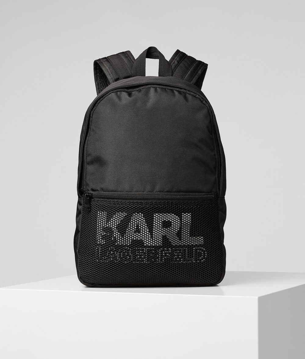 Karl Lagerfeld Unisexe Sac À Dos Karl Noir 100% polyester, Taille: OneSize