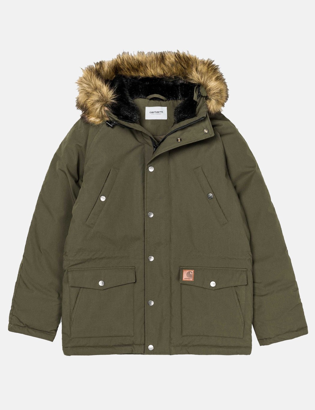 Carhartt Parka, wattiert, Kapuze, gerader Schnitt grün