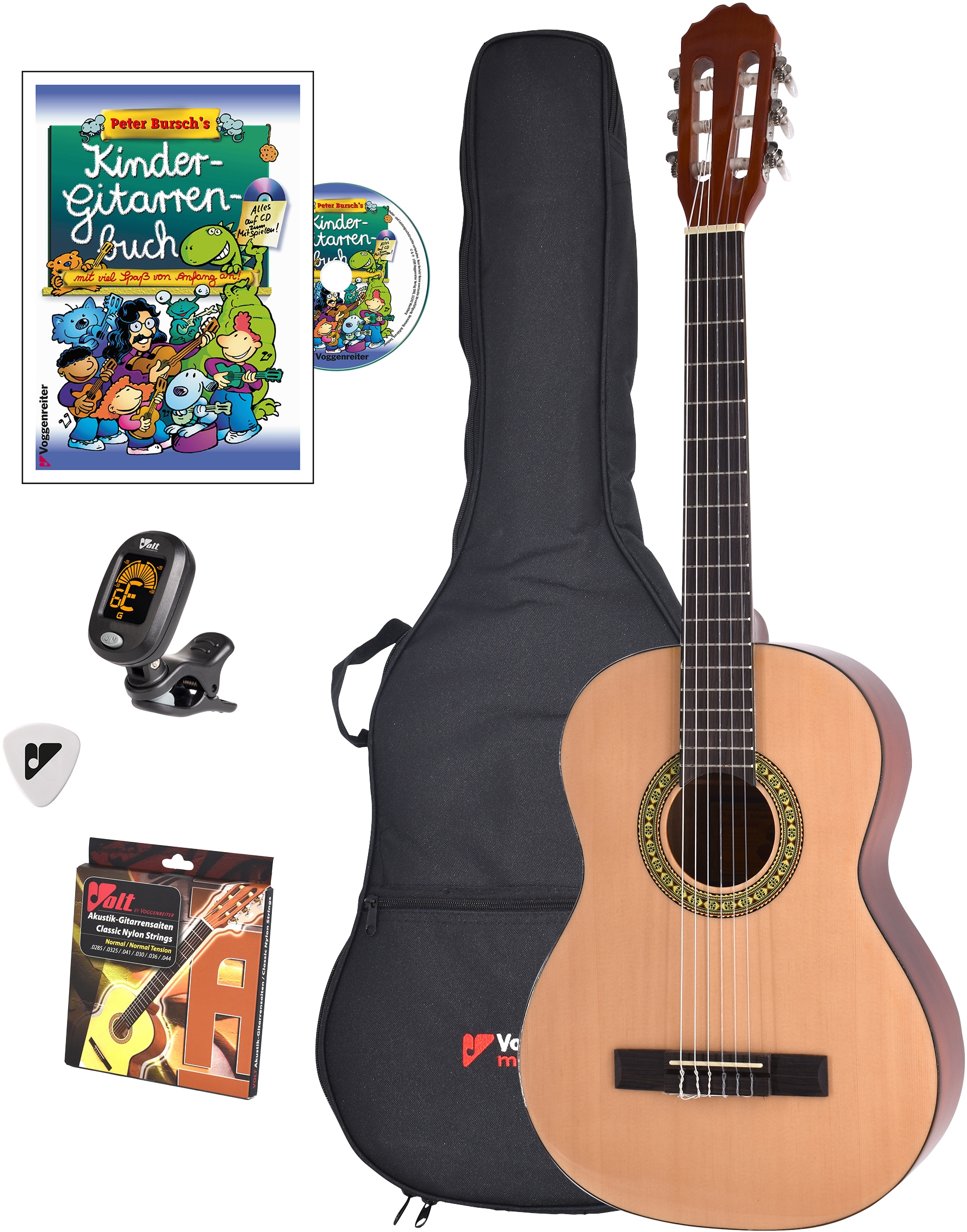 Voggenreiter - Kindergitarren Set 3/4 Natur