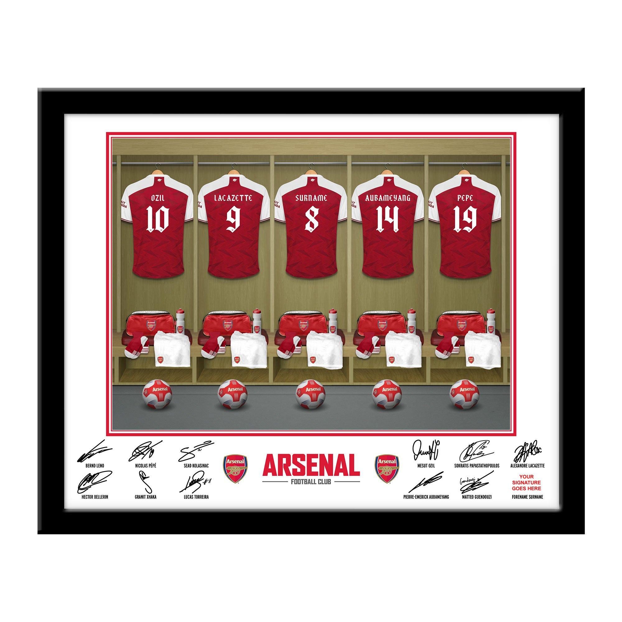 Arsenal Personalised Player Dressing Room Frame, Black