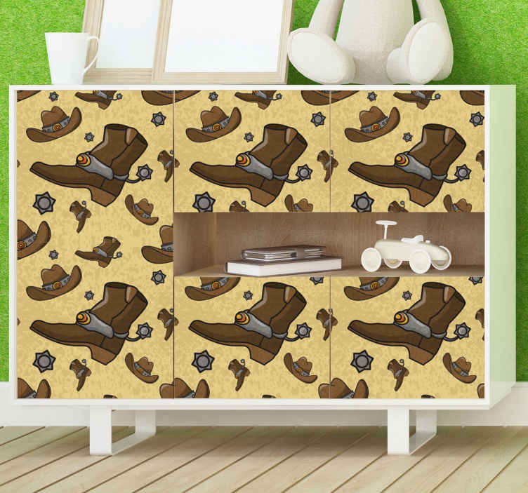Vinilo muebles patrón sombrero y botas