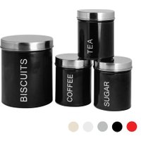 Harbour Housewares 4 Piece Kitchen Canisters Set | Black