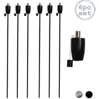 Harbour Housewares Metal Garden Torches | Barrel | Black | Pack of 6