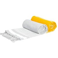 Nicola Spring Deluxe Turkish Cotton Bath Towels | Grey/Yellow | Pack of 2