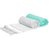 Nicola Spring Deluxe Turkish Cotton Bath Towels | Aqua/Grey | Pack of 2