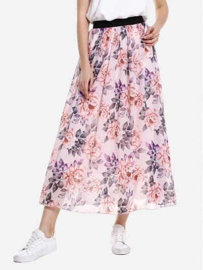 ZAN.STYLE ZAN.STYLE Wide Waistband Maxi Skirt | Women's | PINK | S