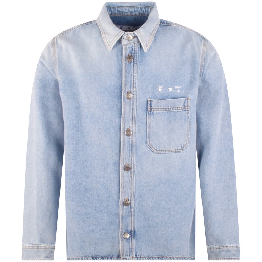 OFF-WHITE Men's Bleach White Logo Denim Overshirt | Bleach White | L