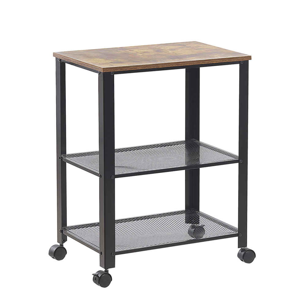 Beliani Keukentrolley zwart/donkerbruin BOLZANO