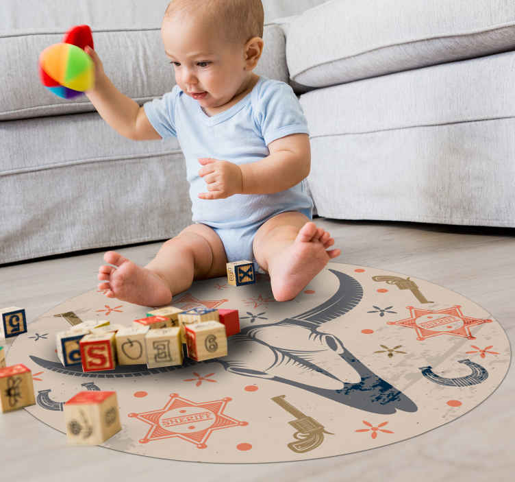 Vinyl vloerbekleding kinderen Cowboy elementen patroon