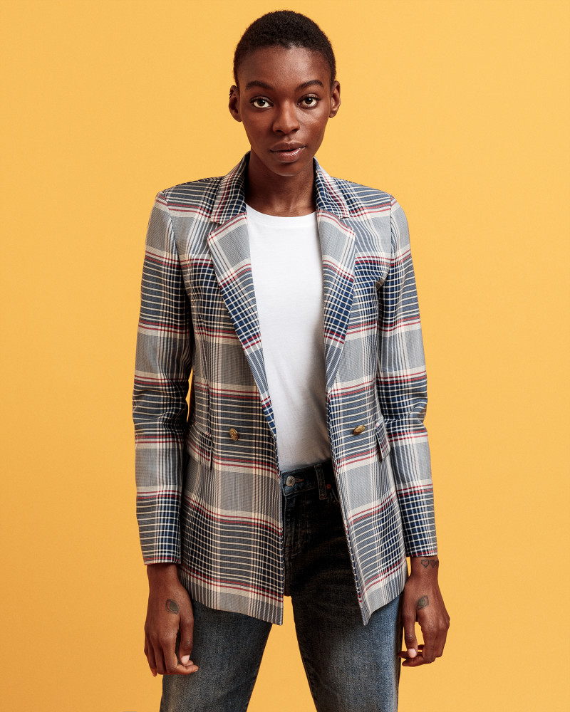 GANT Blazer Com Padrão De Xadrez Longline | Feminina  PACIFIC BLUE  UK 6