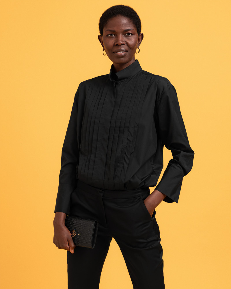 GANT Camicia Da Smoking Plissettata | Donna  BLACK  UK 6
