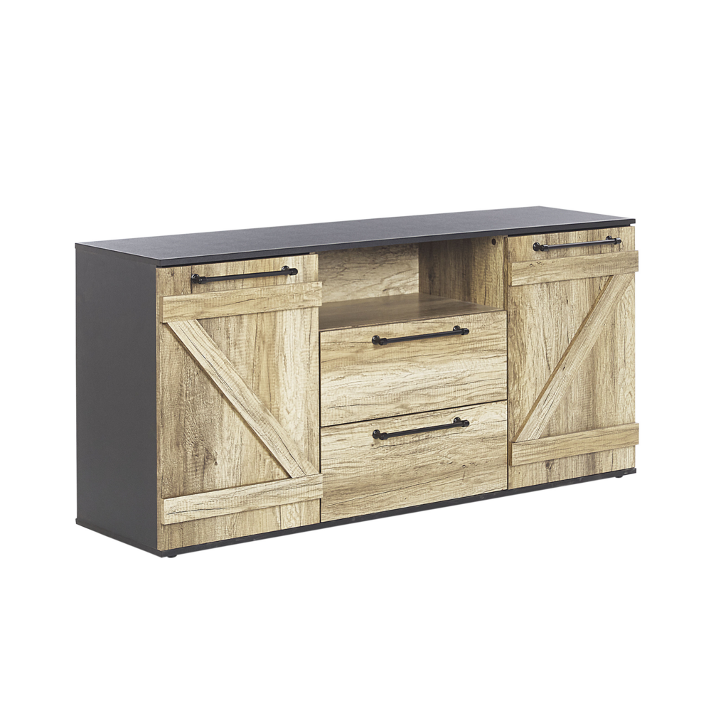 Beliani Sideboard zwart/lichtbruin SALTER
