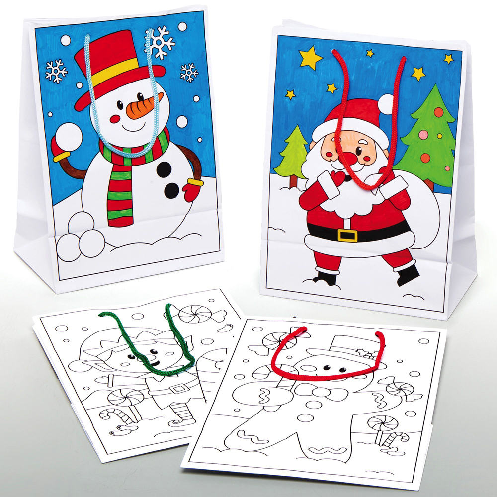 Christmas Colour-in Gift Bags (Pack of 8)