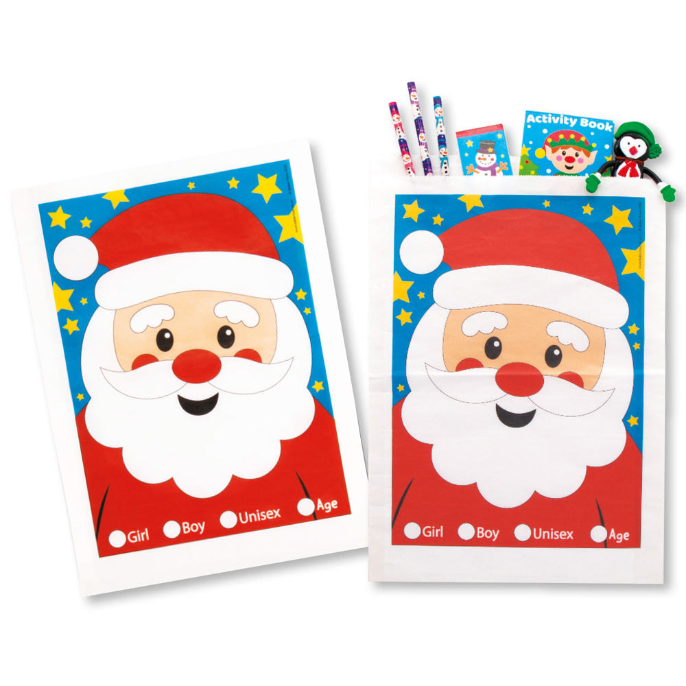 Large Santa Gift Bags - Pack of 30. Ideal For Christmas Parties & Santa's Grotto. 34 x 25 cm