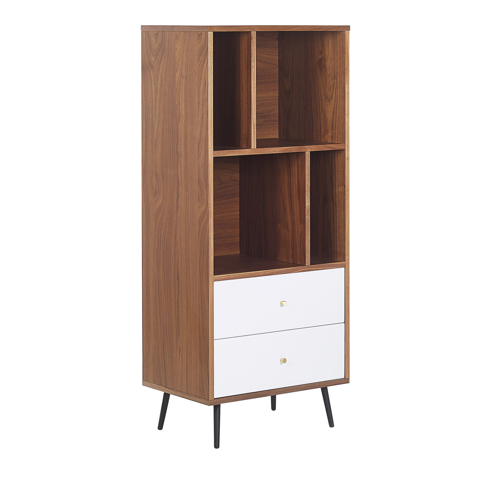 Beliani Boekenkast donkerbruin/wit RICHMOND