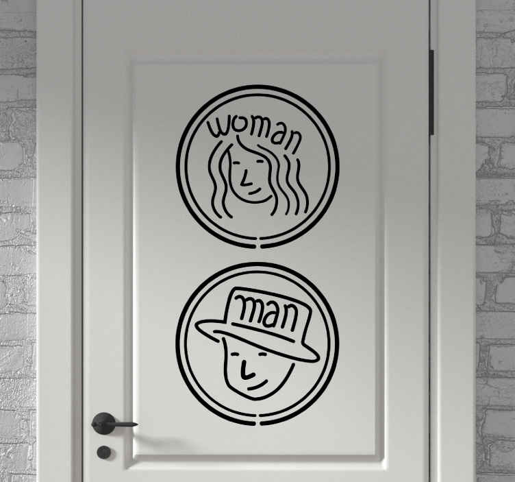 Vinilos puerta baño hombre y mujer