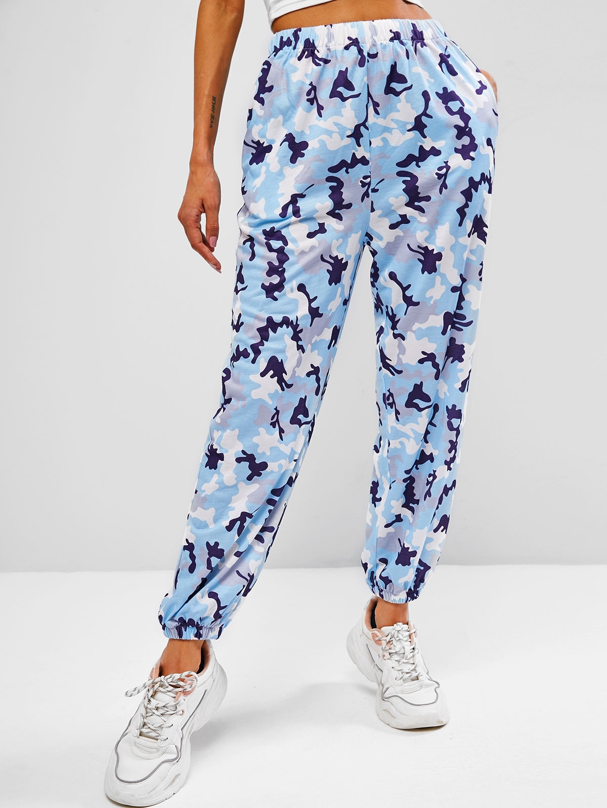 Zaful Tasche Tarnung Beam Füße Jogger Jogginghose | L