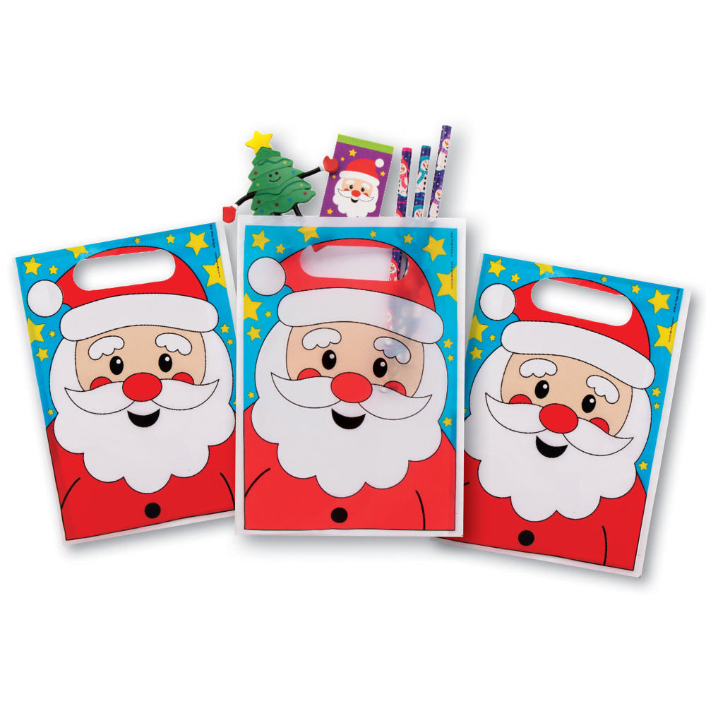 Santa Loot Bags - Pack of 30. Plastic Christmas Bags Ideal for Santa's Grotto. 22.5 cm x 16.5 cm.
